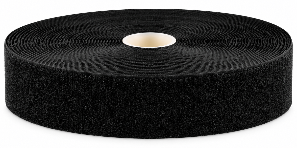 Velcro · cinta de bucle negra · cinta de gancho y bucle autoadhesiva K64 · PA/PES · 50 mm · rollo de 25 m