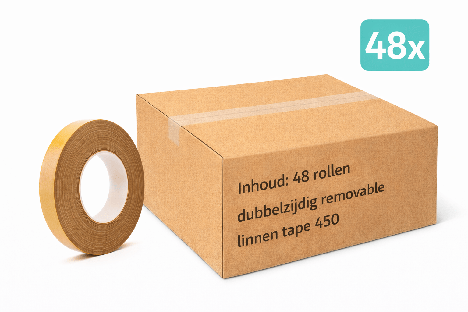 48x MegaTape 450 · dubbelzijdige verwijderbare linnentape · 50m op rol · 12 mm - Megatape 450 - 3BUTE