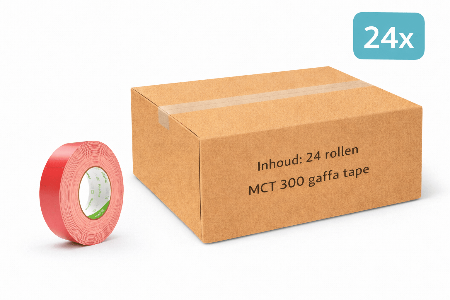 24x MegaTape MCT 300 · Gaffa tape · 38 mm · rood · rol 50m - Megatape MCT300 - 3BUTE