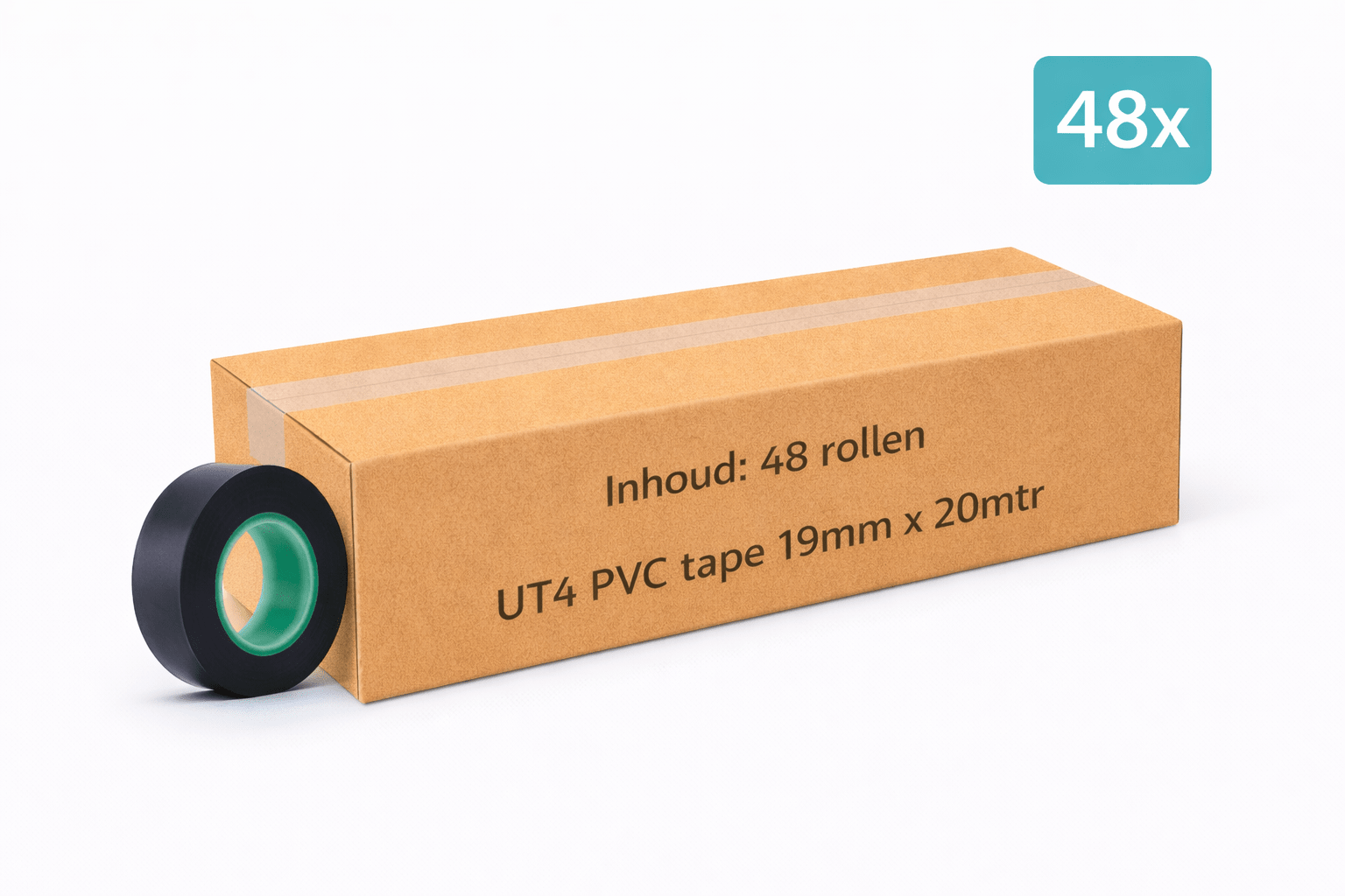 48x MegaTape UT4 · PVC tape · 19 mm · zwart · 20 m rol - Megatape UT4 - 3BUTE
