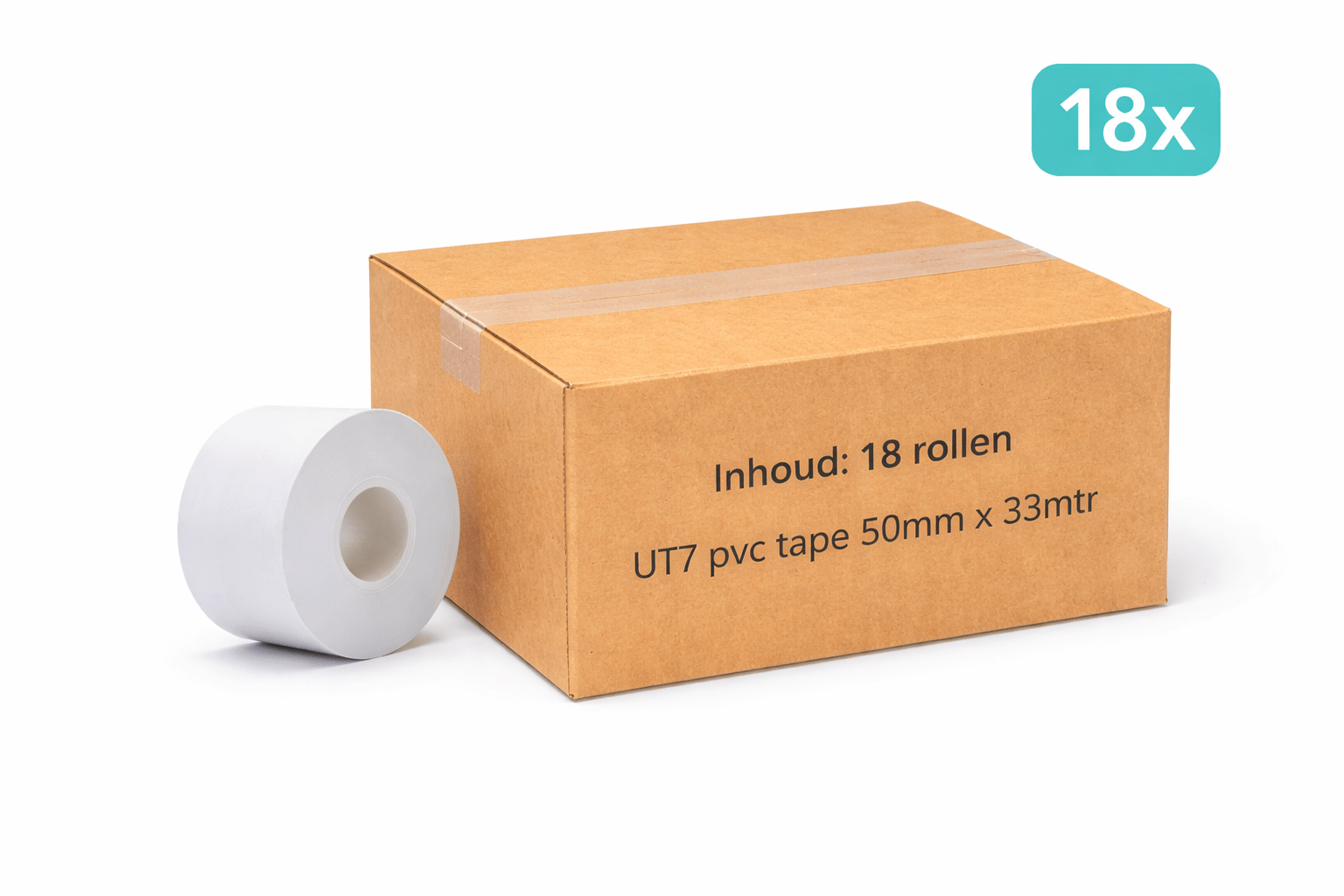 18x MegaTape UT7 PVC tape · 50 mm · wit · 33 m rol - Megatape UT7 - 3BUTE
