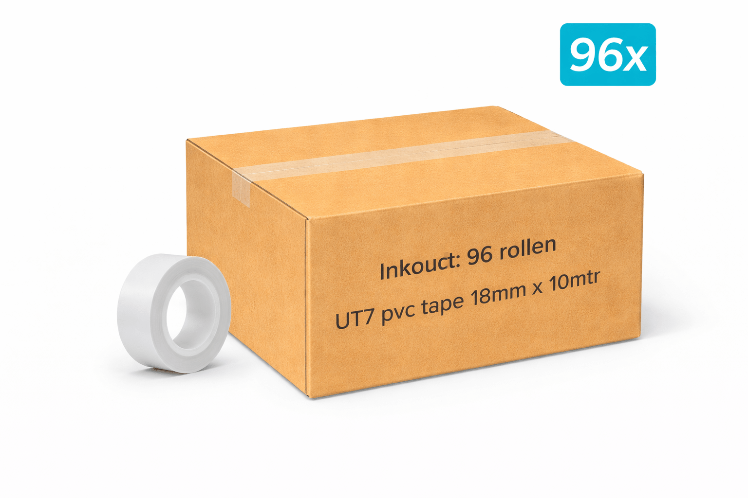96x MegaTape UT7 PVC tape · 19 mm · wit · 10 m rol - Megatape UT7 - 3BUTE