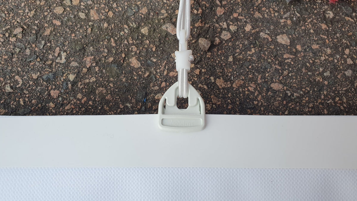 Holdon XTRA textielclip wit – textielclip met touw aan spandoek