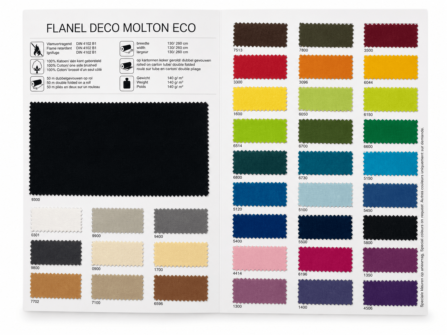 Sample kaart · Deco Molton ECO - white label - sample - 3BUTE