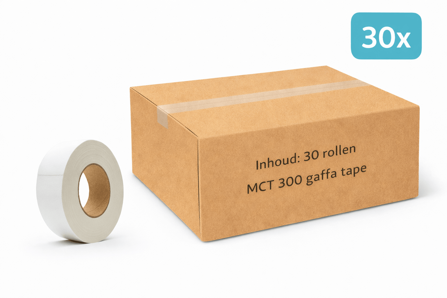 30x MegaTape MCT 300 · Gaffa tape · 50 mm · wit · rol 25m - Megatape MCT300 - 3BUTE