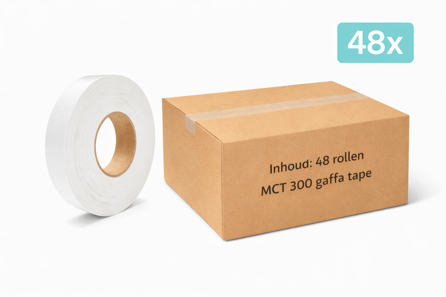 48x MegaTape MCT 300 · Gaffa tape · 19 mm · wit · rol 50m - Megatape MCT300 - 3BUTE