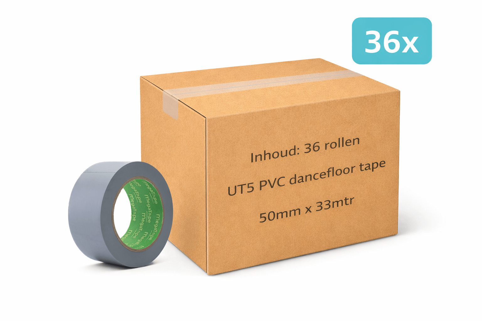 36x MegaTape UT5 · PVC dansvloer tape · 33 m op rol · 50 mm · grijs - Megatape UT5 - 3BUTE